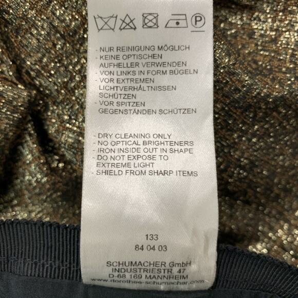 DOROTHEE SCHUMACHER Size XS Gold Black Polyester Wool Metallic Dress Pants - Picture 8 of 8